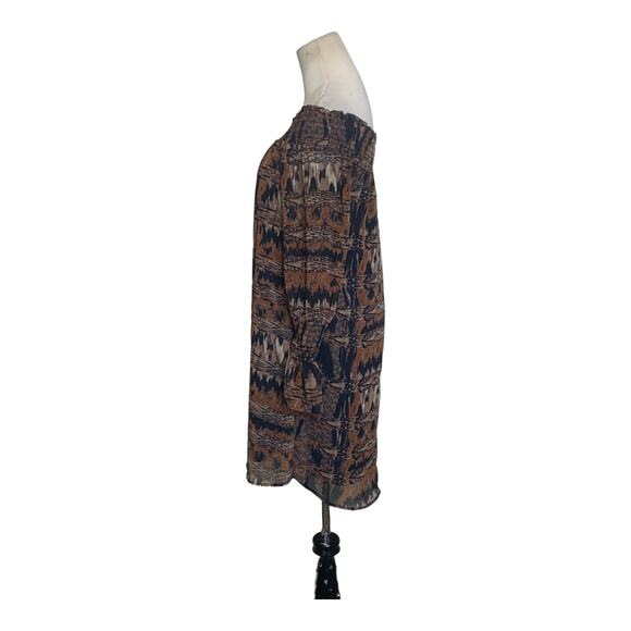 Veronica M Brown Print Off Shoulder Mini Dress Size XS - Picture 7 of 13